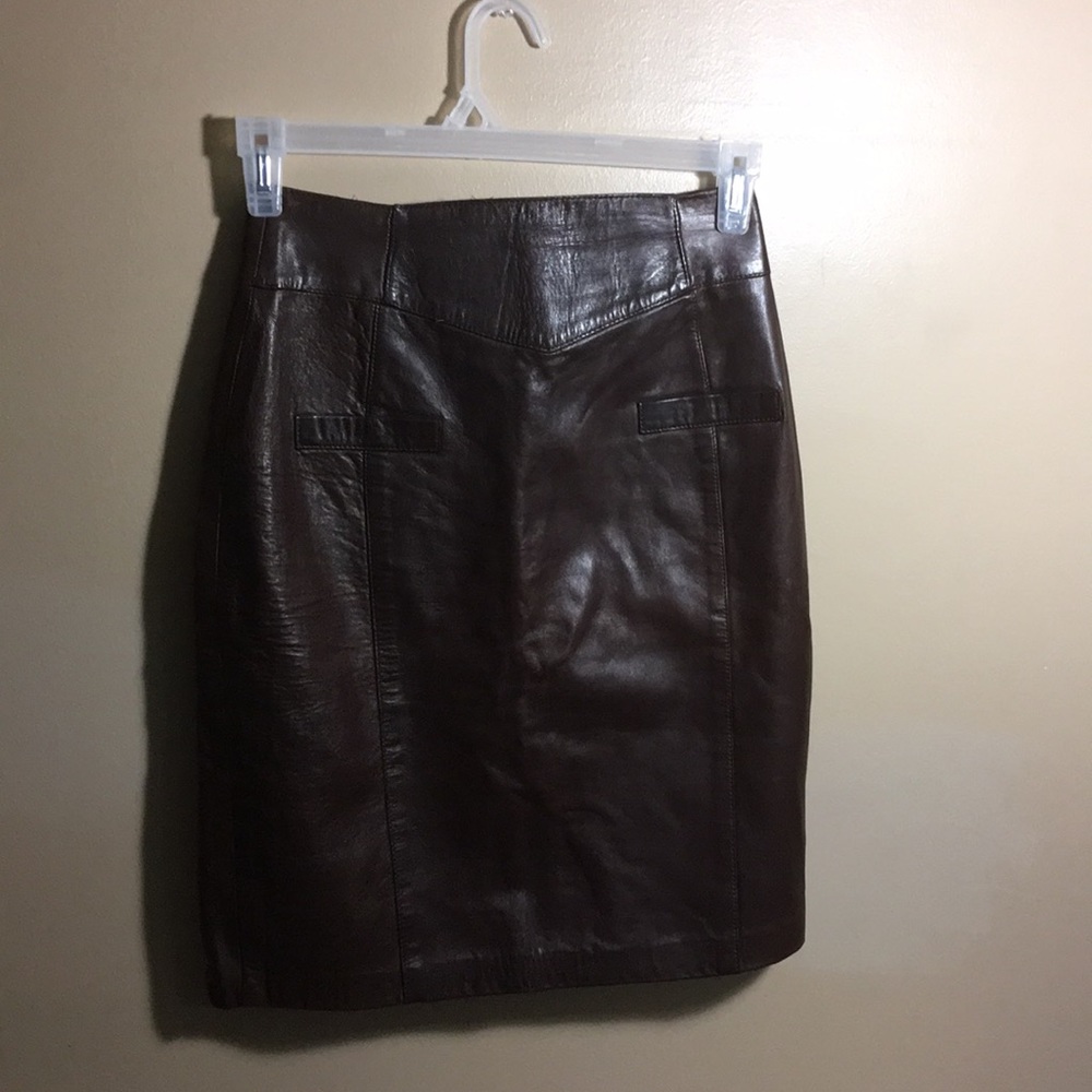 Maxima Brown Leather Skirt